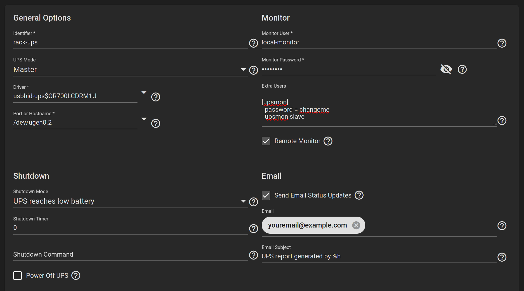 UPS Configuration in TrueNAS